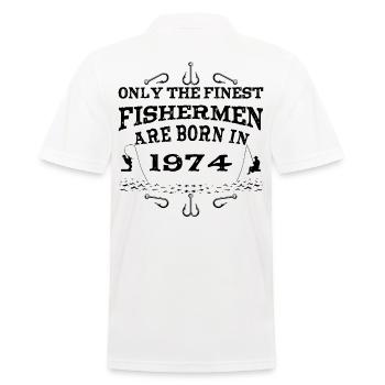Angler Jahrgang 1974 Geburtstag geboren - Männer Poloshirt - Weiß - Hinten - Kai (181cm)