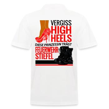 Prinzessin Frau Feuerwehr Stiefel High Heels - Männer Poloshirt - Weiß - Hinten - Kai (181cm)