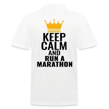 Marathon King Prince Crown Run Keep Calm saying - Men's Polo Shirt - white - Back - Kai (181cm)