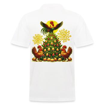 Lustiger Weihnachtsbaum Hühner - Männer Poloshirt - Weiß - Hinten - Kai (181cm)
