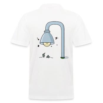 Zwei kleine Mäuse treffen sich unter einer Laterne - Männer Poloshirt - Weiß - Hinten - Kai (181cm)