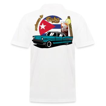 Cuba Cigare Voiture Rhum Libre Havana Souvenir rétro - Polo Homme - blanc - Dos - Kai (181cm)
