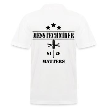 Measurement technician Size Matters Black - Men's Polo Shirt - white - Back - Kai (181cm)