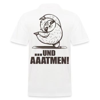 Faultier Lustiger Spruch Atmen - Männer Poloshirt - Weiß - Hinten - Kai (181cm)
