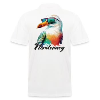 Norderney Urlaub coole bunte Möwe mit Sonnenbrille - Männer Poloshirt - Weiß - Hinten - Kai (181cm)