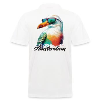 Amsterdam Niederlande Urlaub Möwe mit Sonnenbrille - Männer Poloshirt - Weiß - Hinten - Kai (181cm)