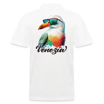 Venezia Italien Urlaub coole Möwe mit Sonnenbrille - Männer Poloshirt - Weiß - Hinten - Kai (181cm)
