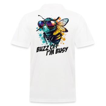 Hummel mit Sonnenbrille Buzz Off I'm Busy - Männer Poloshirt - Weiß - Hinten - Kai (181cm)