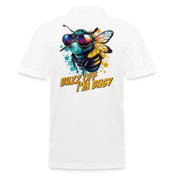 Hummel mit Sonnenbrille Buzz Off I'm Busy - Männer Poloshirt - Weiß - Hinten - Kai (181cm)