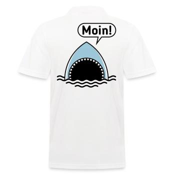 Moin! (Hai / Haifisch / Sprechblase / Comic) - Männer Poloshirt - Weiß - Hinten - Kai (181cm)