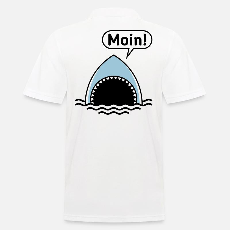 Moin! (Hai / Haifisch / Sprechblase / Comic) - Männer Poloshirt - Weiß