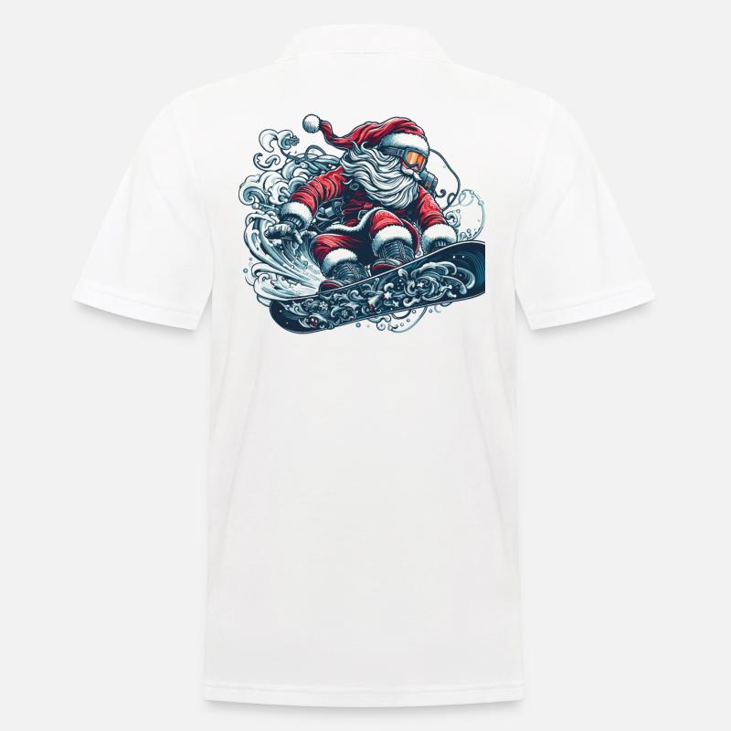 Santa Clause Snowboard Ride - Männer Poloshirt - Weiß