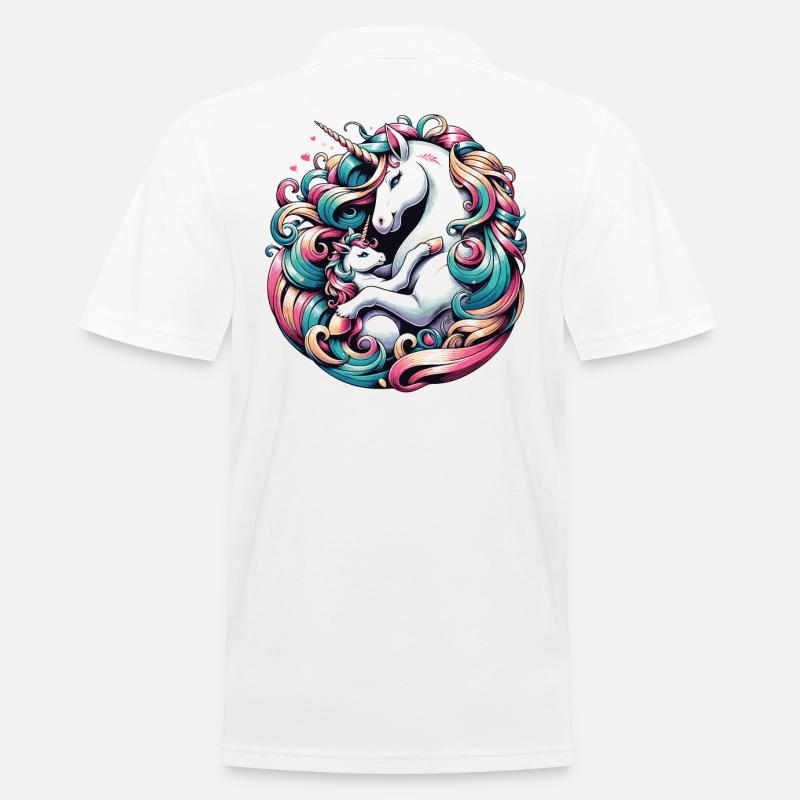 Einhorn Mutter Kind Liebe - Männer Poloshirt - Weiß