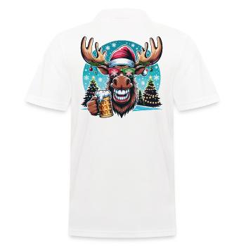Elch Rentier Weihnachten Bier - Männer Poloshirt - Weiß - Hinten - Kai (181cm)