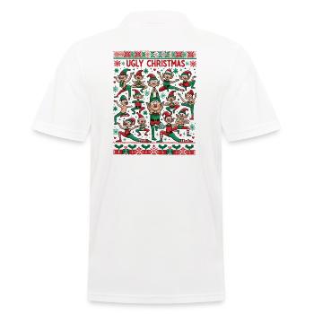 Elfen tanzen Yoga Ugly Christmas Sweater - Männer Poloshirt - Weiß - Hinten - Kai (181cm)