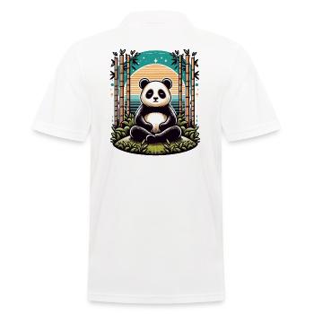 Panda Buddha monk praying in bamboo temple - Men's Polo Shirt - white - Back - Kai (181cm)