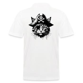 Pirate Cat Cat Pirate Graffiti Street Art Style - Men's Polo Shirt - white - Back - Kai (181cm)