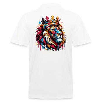 Colorful King Lion Graffiti Street Art Style - Men's Polo Shirt - white - Back - Kai (181cm)