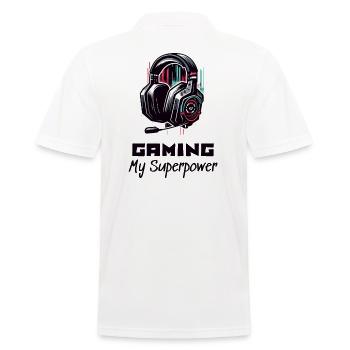 Gaming My Superpower Shirt Street Art Style - Männer Poloshirt - Weiß - Hinten - Kai (181cm)