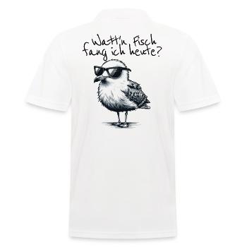 Watt’n Fisch fang ich heute Coole Möwe Spruch - Polo Homme - blanc - Dos - Kai (181cm)