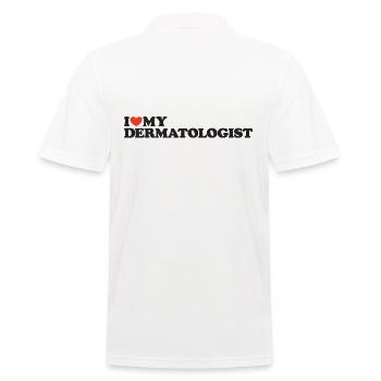 I love my Dermatologist Herz Shirt - Männer Poloshirt - Weiß - Hinten - Kai (181cm)