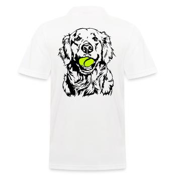 Golden Retriever Ball Junkie Dogs Wilsigns - Men's Polo Shirt - white - Back - Kai (181cm)