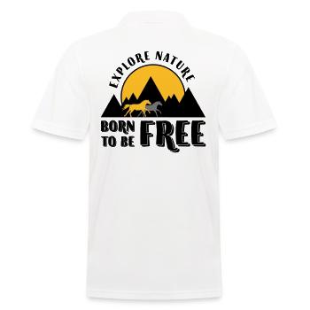 Explore nature Born to be free - Berge und Pferde - Männer Poloshirt - Weiß - Hinten - Kai (181cm)