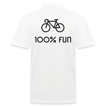 Rennrad – 100% Fun (Fahrrad / Black) - Männer Poloshirt - Weiß - Hinten - Kai (181cm)