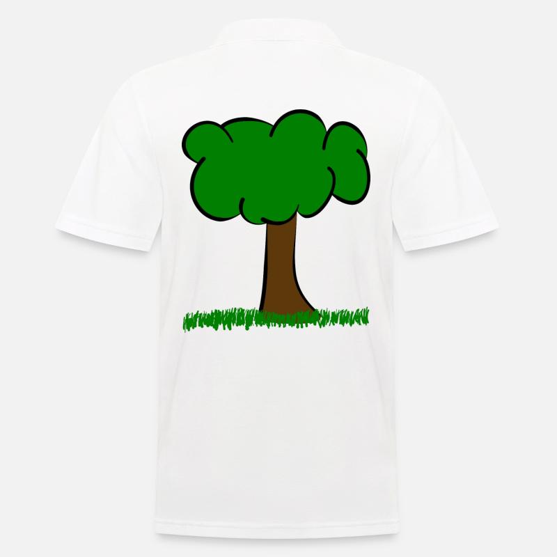Baum auf Wiese - Männer Poloshirt - Weiß