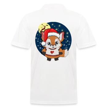 Fuchs Weihnachten Rentier Weihnachtsmütze Schnee - Männer Poloshirt - Weiß - Hinten - Kai (181cm)
