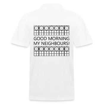 Good Morning My Neighbours - Men's Polo Shirt - white - Back - Kai (181cm)