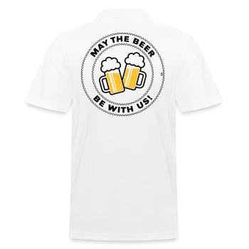 May The Beer Be With Us! (Spruch / 3C / POS) - Männer Poloshirt - Weiß - Hinten - Kai (181cm)