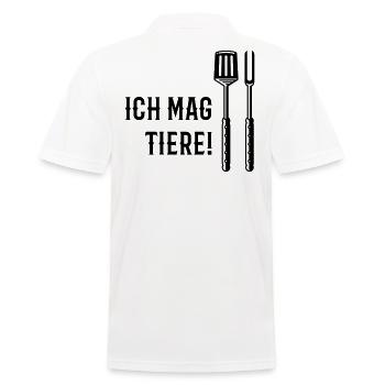 Ich Mag Tiere! (Grillbesteck / Black) - Männer Poloshirt - Weiß - Hinten - Kai (181cm)