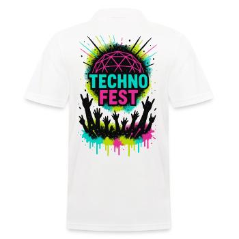 Music Techno Fest Rave Crowd Festival Night - Men's Polo Shirt - white - Back - Kai (181cm)