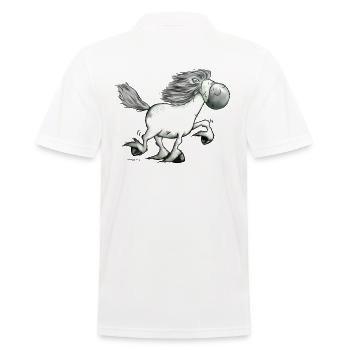 Drolliger Isländer - Islandpferd - Isi - Männer Poloshirt - Weiß - Hinten - Kai (181cm)
