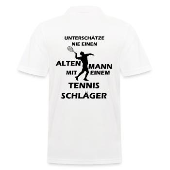 Vieil homme jouant au tennis en chemise cadeau - Polo Homme - blanc - Dos - Kai (181cm)