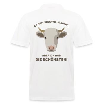 Spruch: Ich hab die schönsten Kühe! - Männer Poloshirt - Weiß - Hinten - Kai (181cm)