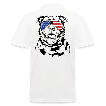 STAFFORDSHIRE BULL TERRIER America Flag Dogs - Men's Polo Shirt - white - Back - Kai (181cm)