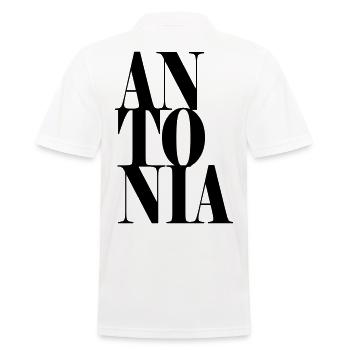 Antonia Surname First name Modern font Word Art - Men's Polo Shirt - white - Back - Kai (181cm)