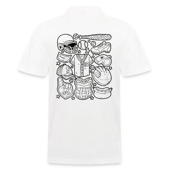 Baseball Doodles Home Run Pitcher Catcher - Männer Poloshirt - Weiß - Hinten - Kai (181cm)
