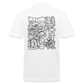 Vietnam Doodles Asia Hanoi Saigon Pho Banh Mi - Polo Homme - blanc - Dos - Kai (181cm)