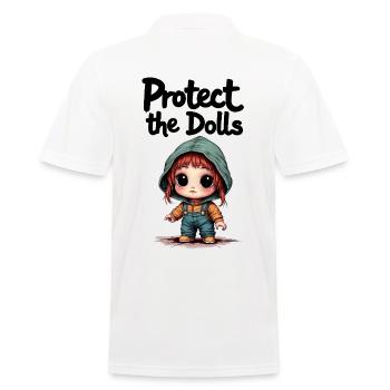 Protect the Dolls - Süße Botschaft - Männer Poloshirt - Weiß - Hinten - Kai (181cm)