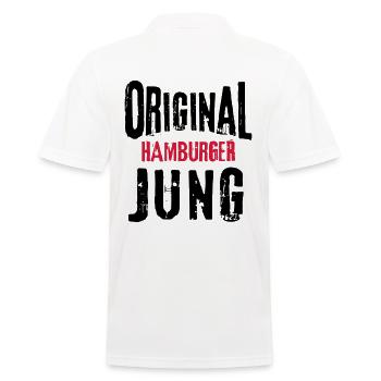 Hamburger Jung Hamburg Geschenk Mann Mundart - Männer Poloshirt - Weiß - Hinten - Kai (181cm)