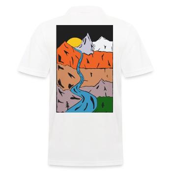 Gebirgsfluss Sonnenuntergang Panorama - Männer Poloshirt - Weiß - Hinten - Kai (181cm)