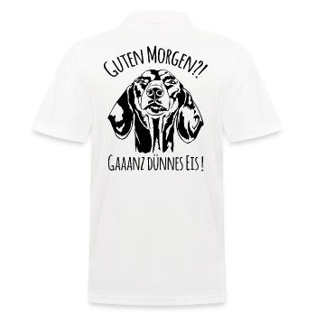 Lustiger Dackel Teckel Ganz dünnes Eis Spruch - Männer Poloshirt - Weiß - Hinten - Kai (181cm)