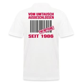 1986 geburtstag 36 jahre barcode no retoure - Männer Poloshirt - Weiß - Hinten - Kai (181cm)