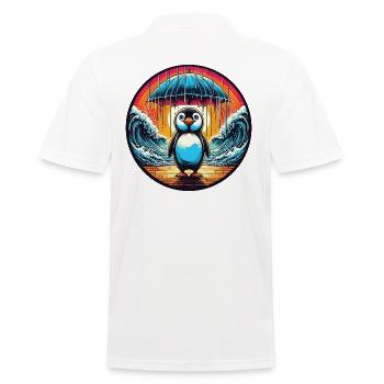 Moses penguin with umbrella divides the sea - Men's Polo Shirt - white - Back - Kai (181cm)