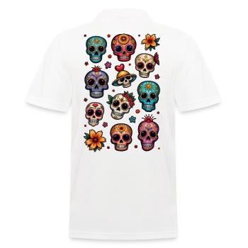 Mexican skull - sugar skull - doodle - Men's Polo Shirt - white - Back - Kai (181cm)