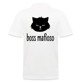 Cat Boss Mafioso Mafia for cat friends - Men's Polo Shirt - white - Back - Kai (181cm)