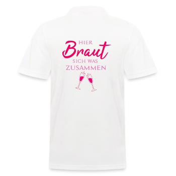 Hier Braut sich was zusammen | Wein | Hochzeit - Männer Poloshirt - Weiß - Hinten - Kai (181cm)